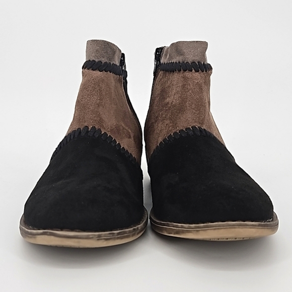 Roxy Women's Devlin Black & Brown Suede Patchwork Ankle Boots Booties size 9 - Picture 4 of 8